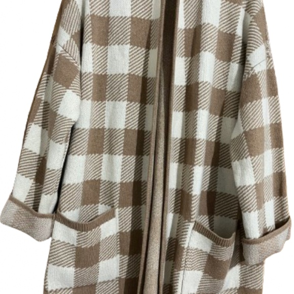 Madewell Brown and Cream Plaid Cardigan - Picture 2 of 6